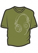 Headphones moss green t-shirt